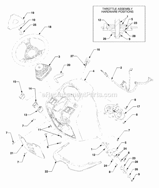 Dash Panel And Steering Wheel 1b065g & Before Diagram and Parts List for 5254E 54AE542-710, 54BE542-710, 54CE542-710 Cub Cadet Lawn Tractor